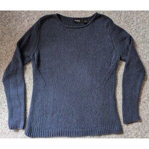 Guide Series Womens Navy Blue Marled Long Sleeve Cotton Knit Sweater Size L